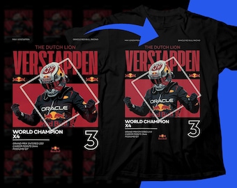 Camiseta Max Verstappen F1 Hafltone Design / Camiseta gráfica vintage de Red Bull Racing / Ropa urbana de Fórmula 1 / Camiseta de carreras de peso pesado DTF