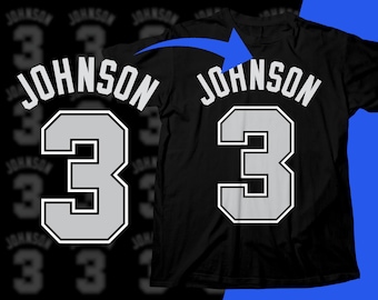 Diseño de camiseta PNG de jugador de baloncesto: Diseño gráfico de sublimación de Keldon Johnson con semitonos (descarga digital).