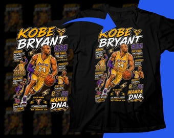 Diseño de camiseta de jugador de baloncesto Kobe: Camiseta negra estilo bootleg con diseño de semitonos para sublimación en formato PNG (descarga digital).
