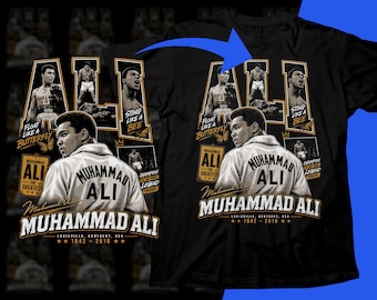 Diseño de camiseta de boxeo de Muhammad Ali: Diseño de semitonos, gráfico para sublimación en formato PNG (descarga digital).
