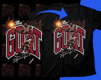Camiseta de Michael Jordan, leyenda del baloncesto, regalo para fans del GOAT (el mejor de todos los tiempos), diseño Hafltone, camiseta tributo a un icono deportivo, ropa de baloncesto estética DTF (listo para usar)