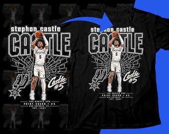Diseño de camiseta PNG de jugador de baloncesto: Diseño gráfico de sublimación de Stephon Castle con semitonos (descarga digital)
