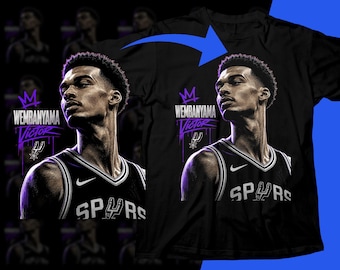 Diseño de camiseta PNG de jugador de baloncesto: Victor Wembanyama, diseño de semitonos cómicos, sublimación gráfica para camiseta (descarga digital).