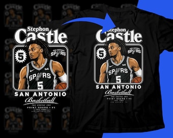 Diseño de camiseta PNG de jugador de baloncesto: Diseño gráfico de sublimación de Stephon Castle con semitonos (descarga digital)