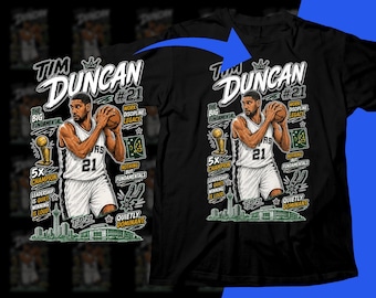 Diseño de camiseta PNG de jugador de baloncesto, diseño de semitonos de cómic de Tim Duncan para sublimación (descarga instantánea)