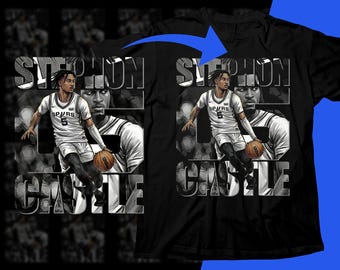 Diseño de camiseta PNG de jugador de baloncesto: Diseño gráfico de Stephon Castle Hafltone para sublimación, descarga digital (DTF).