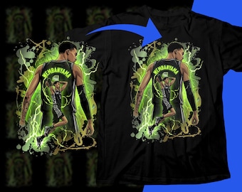 Diseño de camiseta PNG de Wembanyama, camiseta gráfica de sublimación con diseño de jugador de baloncesto Hafltone (descarga digital PNG) DTF