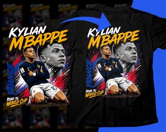 Imagen PNG de Mbappé, jugador de fútbol: Diseño de semitonos de fútbol cómico para sublimación de camisetas (descarga digital)