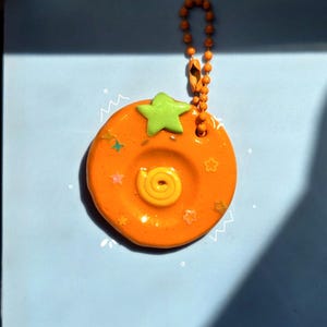 Fruitbies Polymer Clay Worry Stones | Strawberry, Green Apple, Orange Charms Orange