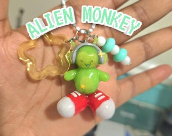 Alien Monkey Space Charm Keychains