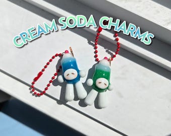 Handmade Cream Soda Charms | Polymer Clay Keychain Characters