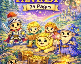 Dibujos para colorear de fantasía kawaii para imprimir, libro para colorear de fantasía acogedora, dibujos para colorear kawaii para adultos, 75 páginas en PDF.