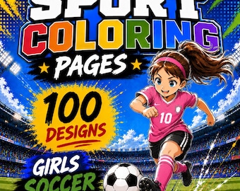 Desenhos para colorir de futebol feminino, livro de colorir de futebol para meninas, 100 desenhos em PDF, páginas para colorir de futebol para imprimir, livro de colorir de esportes