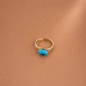 Turquoise Ring Adjustable Natural Stone Ring Minimalist Blue Gemstone Ring Handmade Boho Jewelry Unique Gift for Her