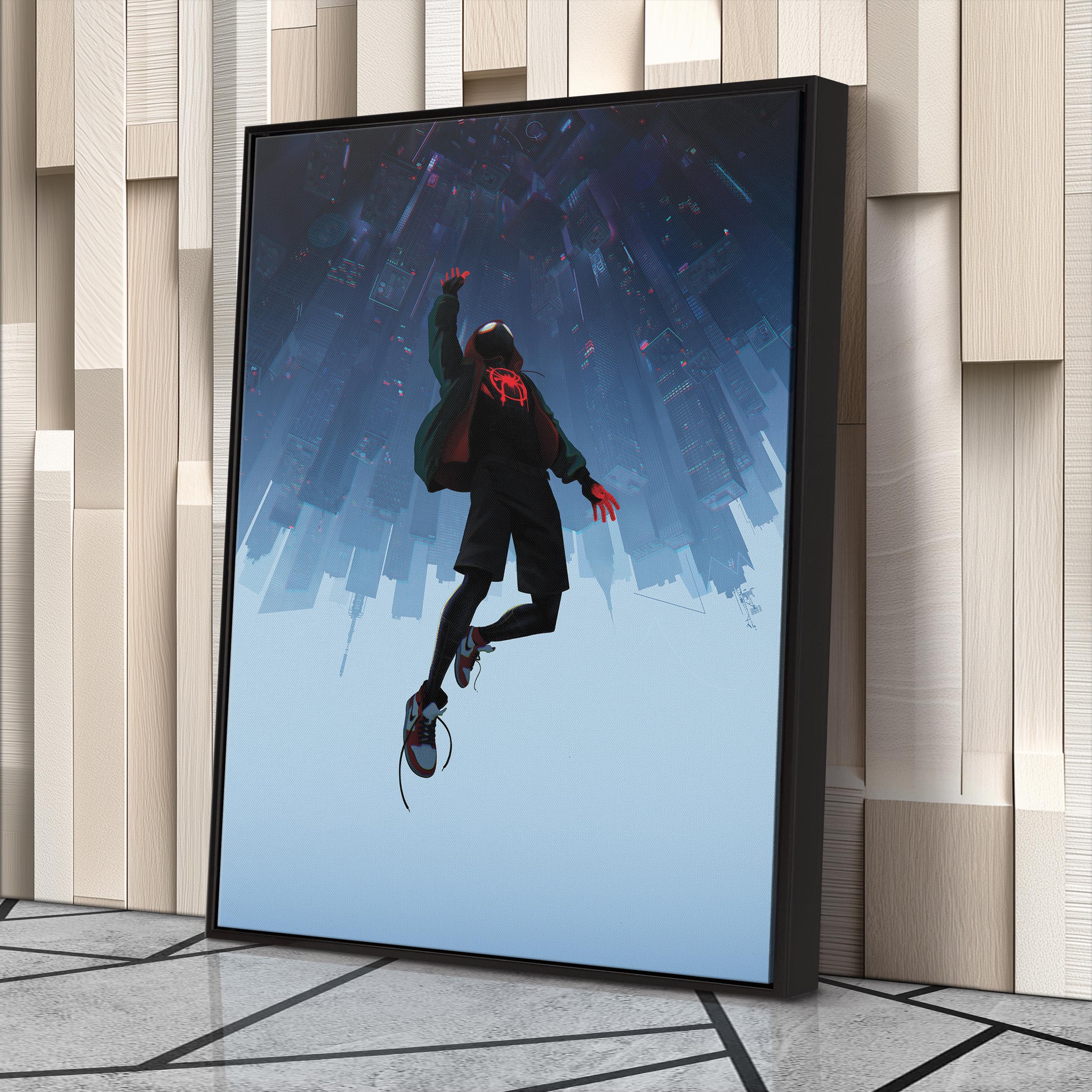 Miles Morales Spider Man Canvas Wall Art, Spider Verse Canvas Print