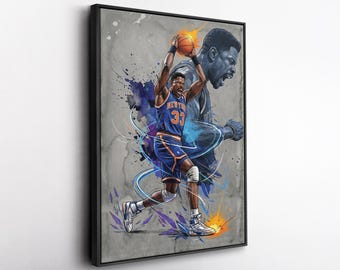 Patrick Ewing New York Knicks Canvas Print NBA Basketball Wall Art, Sports Fan Gift, Man Cave Room Decor Modern Poster