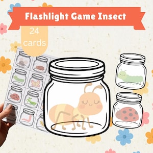 魔法の隠れた昆虫探しプリントゲーム、懐中電灯ゲーム、楽しい子供向けアクティビティ