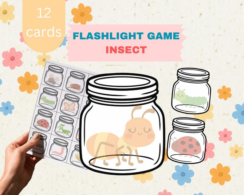 Magical Hidden Insect Reveal Printable Game, Flashlight Game Fun Kids ...