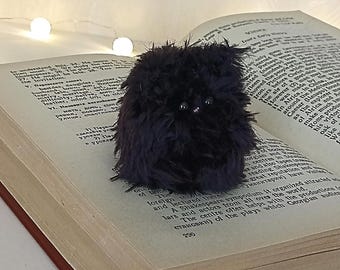 Tiny Black Kitten Plush, Desk Companion, Pocket Friend, Mini Cat Plush, Book Lover Gift, Cute Black Cat, Handmade Desk Buddy, Worry Pet
