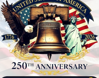 Clipart per il 250° anniversario / Download digitale PNG SVG / Design per sublimazione / Adesivi personalizzati Regali Maglietta di tendenza / Adesivi stampabili
