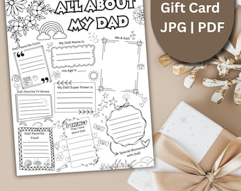 Pagina da colorare per la Festa del Papà / Biglietto divertente stampabile / Tutto sul papà / (JPG, PDF) Pagina di attività per bambini / Regalo per la Festa del Papà / Download digitale