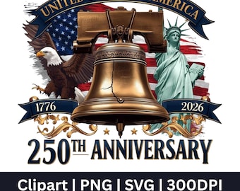 Clipart per il 250° anniversario / Adesivi personalizzati per magliette / Grafica digitale in PNG, SVG / Regali per la casa, borse, candele