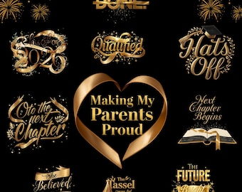 SVG e clipart di laurea / PNG Senior 2026 / Download digitale del cappello / Set di citazioni PNG