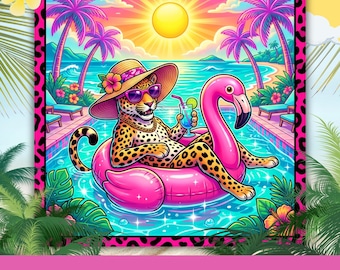 Design leopardato y2k nitido / Atmosfera estiva civettuola stampabile / Disegni per sublimazione / Download digitale / PNG e SVG Regalo per magliette, tazze, borse