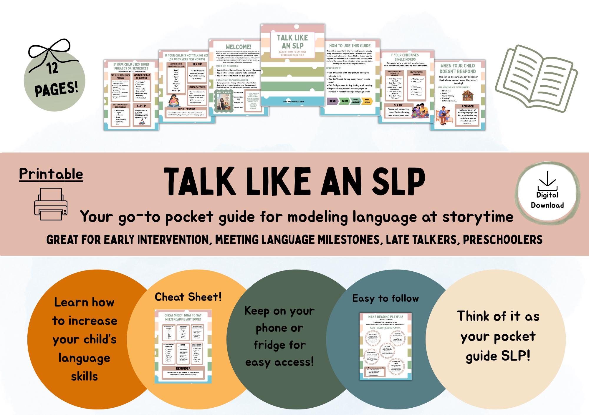 Speech Therapy Parent Guide: Late Talker Language Development Activity ...