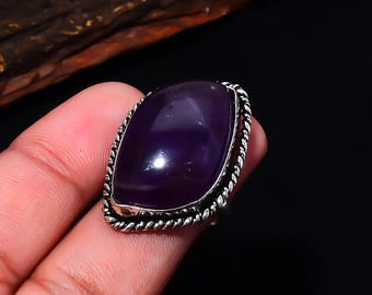 Amethyst Marquise Ring, Silver Plated Adjustable – Calm & Clarity Crystal