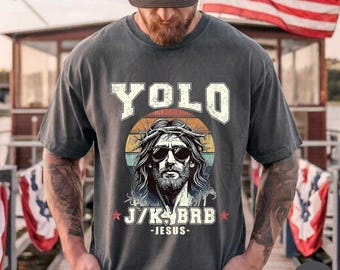 Comfort Colors® Yolo Lol Jk Brb Jesus Shirt, Funny Christian Easter Tee, Gen Z Religious Slang Top, Vintage Resurrection Humor Gift.