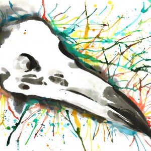 CROW SKULL Original Watercolor Painting RAVEN Skull Original Watercolor - Acquerello su Heavy Papper Gothic - One of a Kind Crow Raven Skull