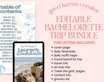 Editable Bachelorette Trip Planner | Last Toast on Coast Itinerary (Digital Download)
