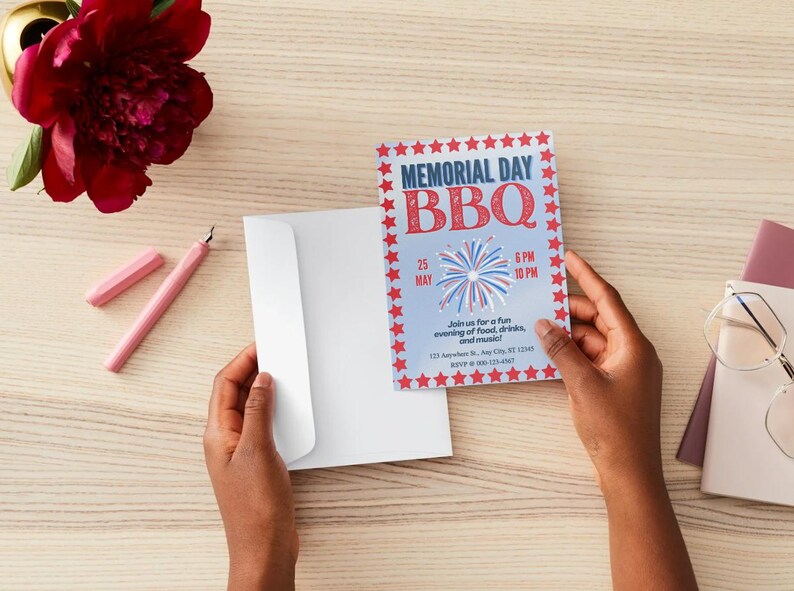 Memorial Day BBQ Invitation | Editable Canva Template (digital Download ...