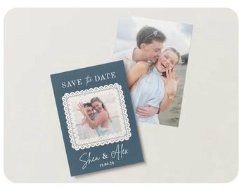 Vintage Save the Date Template, Editable Canva Save the Date with Photo, Printable Wedding Save the Dates, Lace, Instant Download