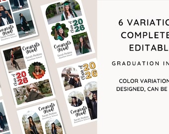 Editable Graduation Invitation Bundle | Class of 2026 Photo Frames (Digital Download)
