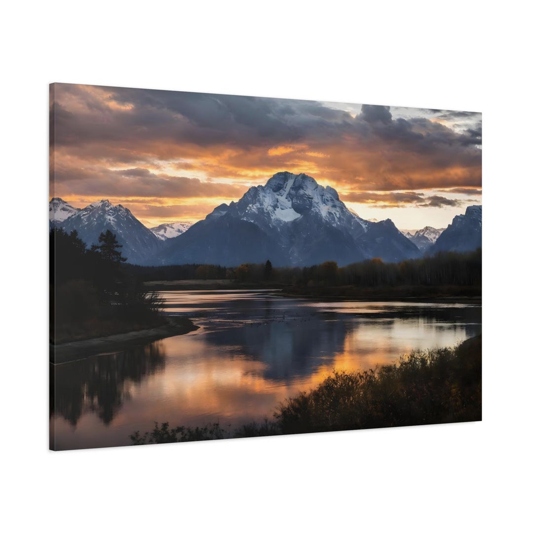 Sunset Mountain Lake Landscape - Canvas Wall Art Print - Etsy