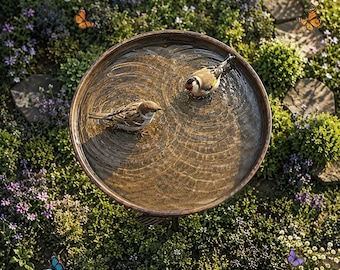 Bird and Insect Bath with Perch Station for Backyard Beauty - Outdoor Decorative Water Feature
