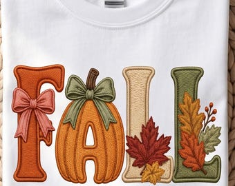 trendy preppy Fall embroidery coquette vibes PNG Season shirt Designs Autumn Sublimation gift boho wildflower thanksgiving Digital Download