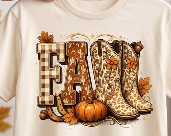 Western Cowboy boots Checkered cowgirl Fall Pumpkin leopard PNG Cozy Season shirt Mom Design boho Autumn Sublimation gift thanksgiving vibes