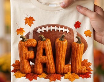 Fall Football  3d Pumpkin letters PNG | Season shirt Mom Design | Autumn Sports Sublimation |soccer jersey| thanksgiving Digital Download |