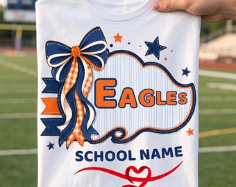 Mascot Custom School Name PNG Shirt Personalized Coquette Bow Design Back To School Retro Game Day Sports Team Sublimation  Digital Download