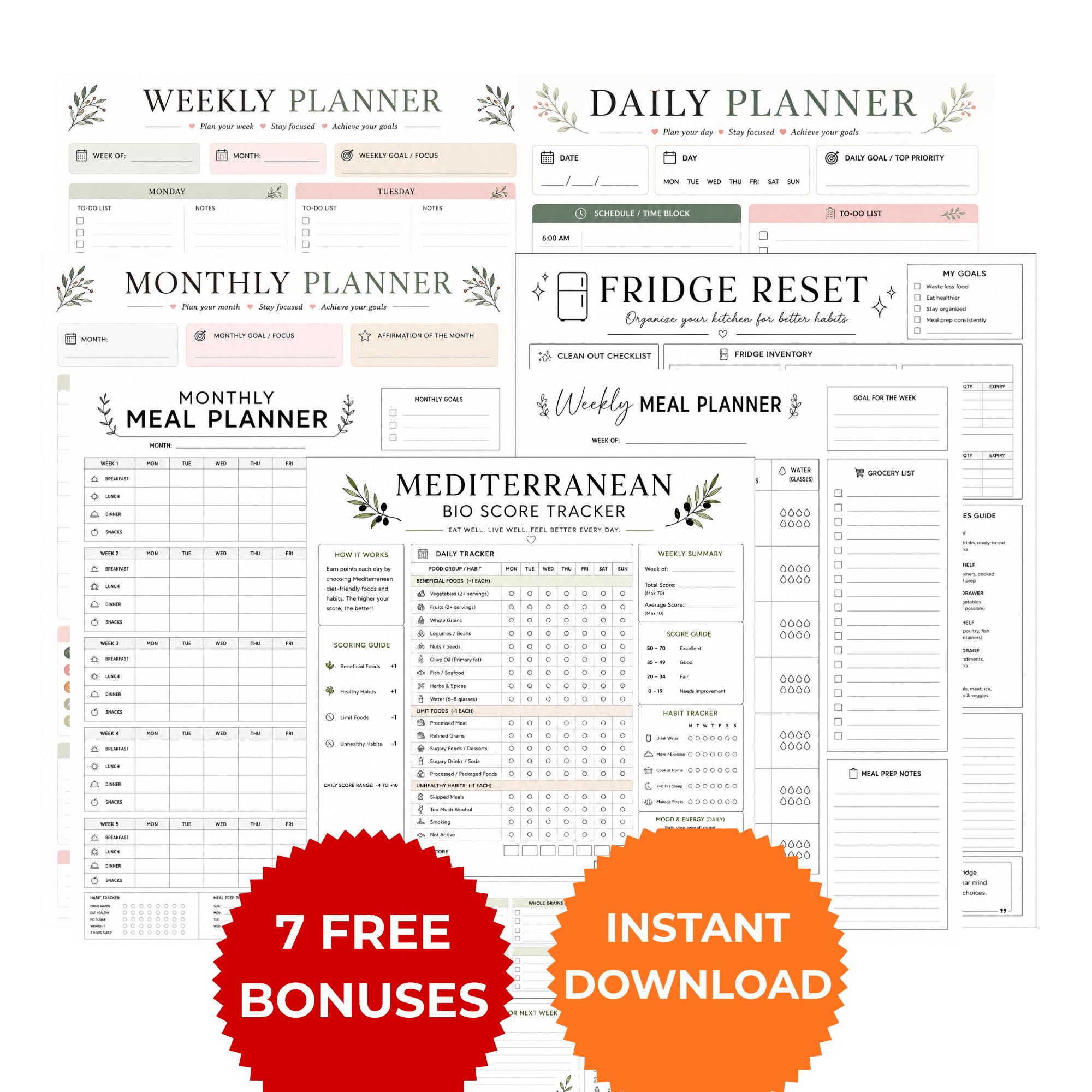 Mediterranean Diet Food List Printable | Heart Healthy Meal Plan for ...