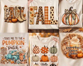 Fall PNG bundle Western Cowboy Boots Checkered Cowgirl, Cozy Season Mom Shirt, Boho Autumn Sublimation Pumpkin Patch Gift spice thanksgiving