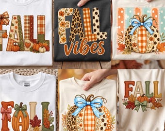 trendy preppy Fall vibes PNG Bundle Season shirt Design Autumn  Sublimation gift boho thanksgiving Striped Floral Pumpkin Bow Cozy Coquette
