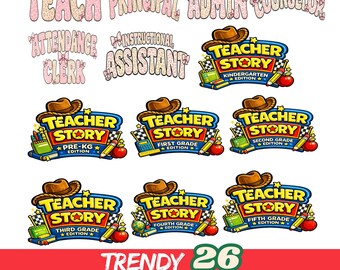 Trendy Teacher PNG bundle, sweatshirts appreciation sign, gift, back to, first day of school, kindergarten, grade, math, science, Clipart,