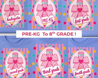 Preppy Trendy Back to School Bundle, Coquette Teacher, First Day of School Shirt Design, kindergarten,3rd grade, sublimation PNG, gift, 2026