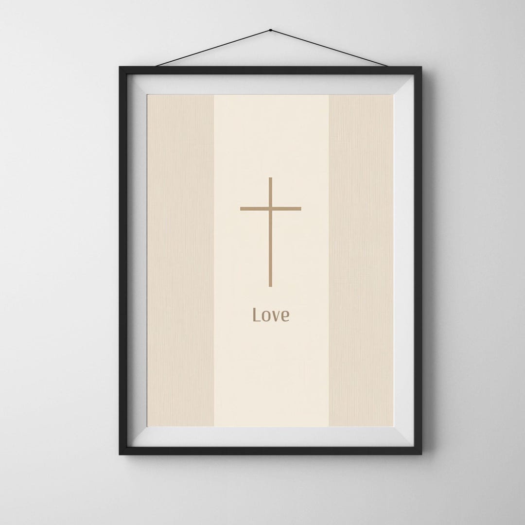 Love Christian Cross Wall Art Printable, Minimalist Faith Wall Art ...