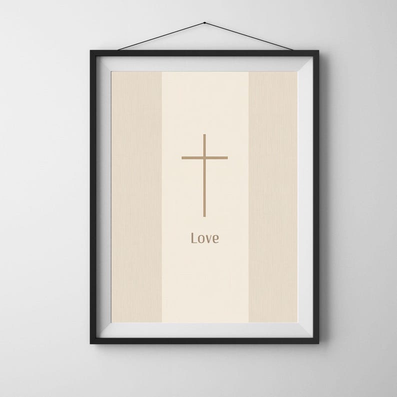 Love Christian Cross Wall Art Printable, Minimalist Faith Wall Art ...