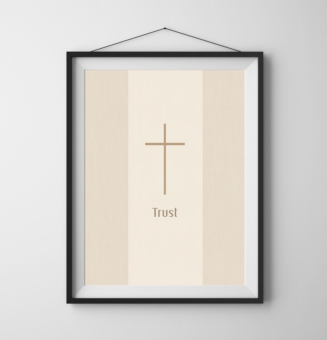Trust Christian Cross Wall Art Printable, Minimalist Faith Wall Art ...